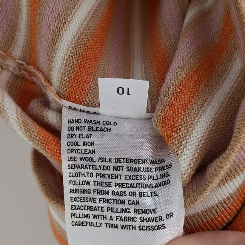 Marni x Uniqlo Brown Merino Wool Blend Striped Orange Knit Midi Dress, size M