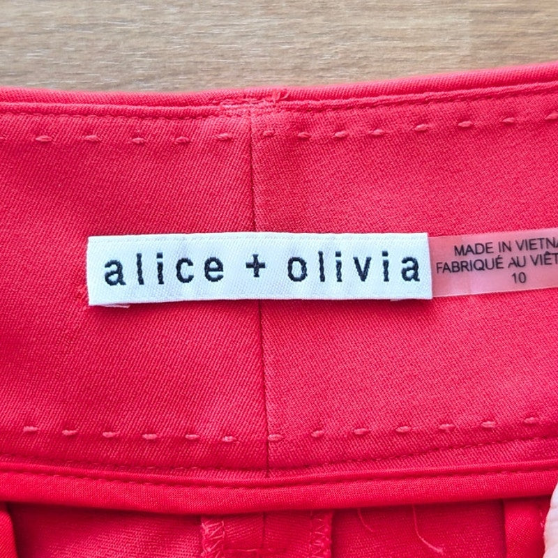 Alice + Olivia Cady Short Womens 10 Red Cotton Mid-rise Tailored Mini