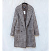 Express Plaid Double-Breasted Wool-Blend Topcoat Unisex Mens L Brown Long NWT