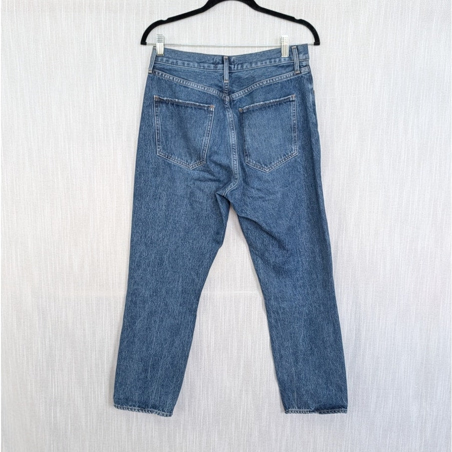 Agolde Riley Jeans Womens 29 Blue Denim High Rise Straight Crop