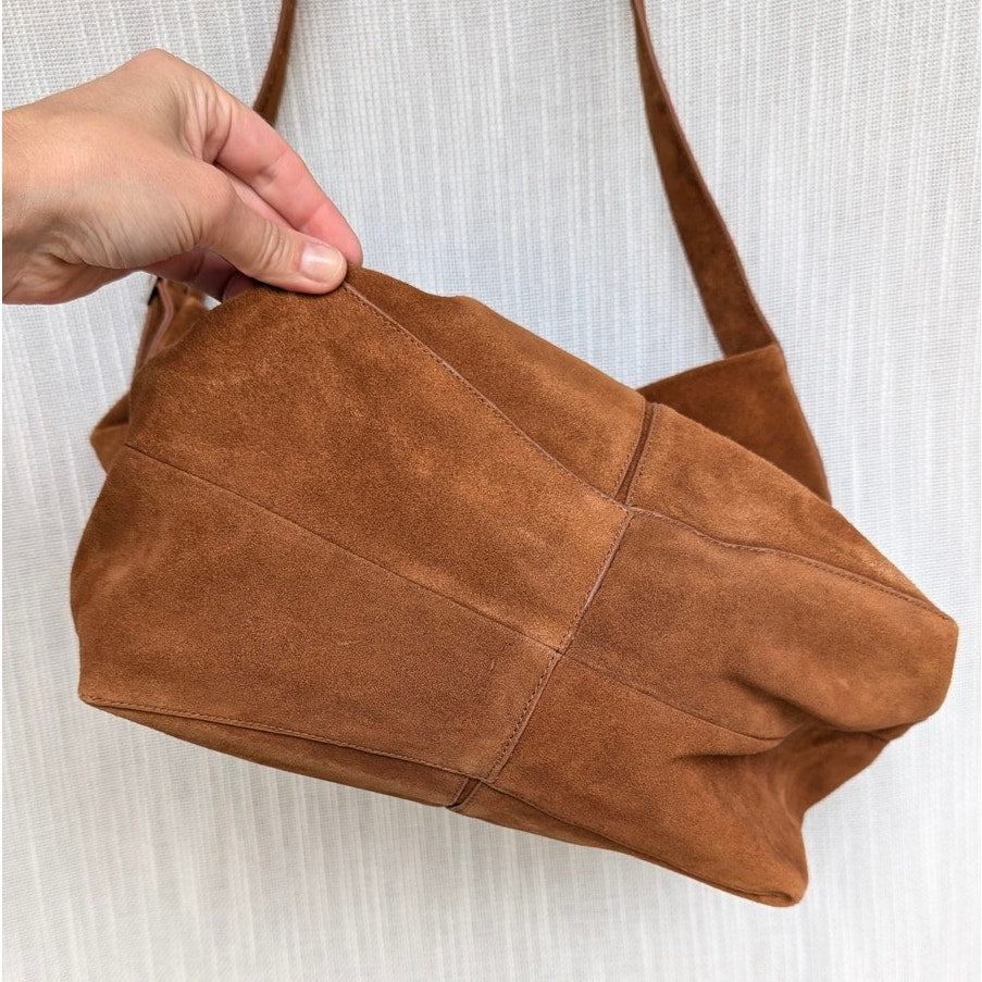 Mango MNG Bag Brown Leather Bucket Shoulder Adjustable Strap