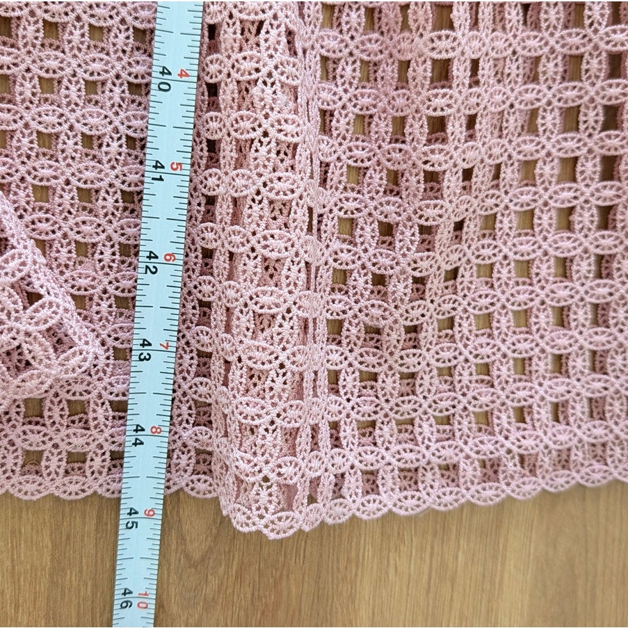 RP Rachel Parcell Lace Midi Dress Womens 0 Pink Rose Short Sleeve Square Neck