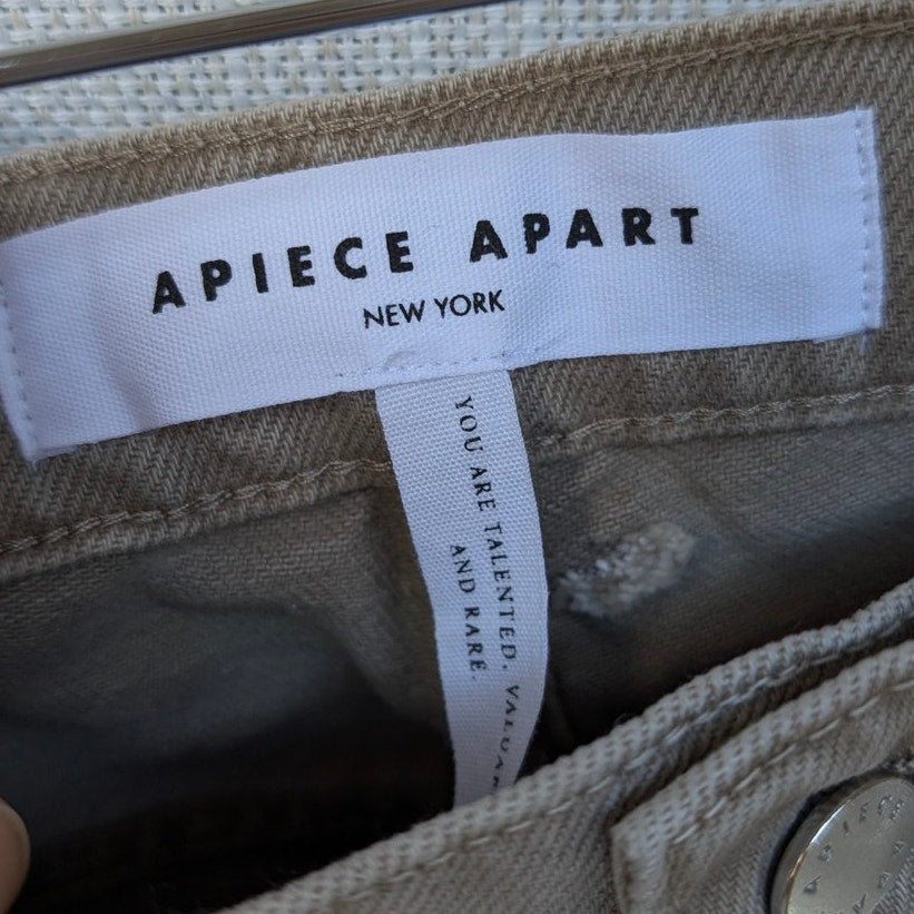 Apiece Apart Skate Wheat Denim High-rise Wide Leg Jeans, size 32