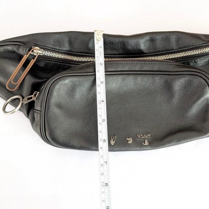 Off-White Logo Print Belt Black Leather Italy Bag Fanny Pack