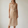 NWT L’Academie Revolve Overlay Nude Cream Belted Midi Dress, size S