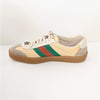 Gucci G74 Web Low Sneakers 6.5M/8.5W/EU40 Oatmeal Striped Suede Logo Lace Up