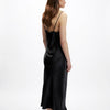 Zara Slip Dress Womens XS Black Satin Sleeveless A-line Midi