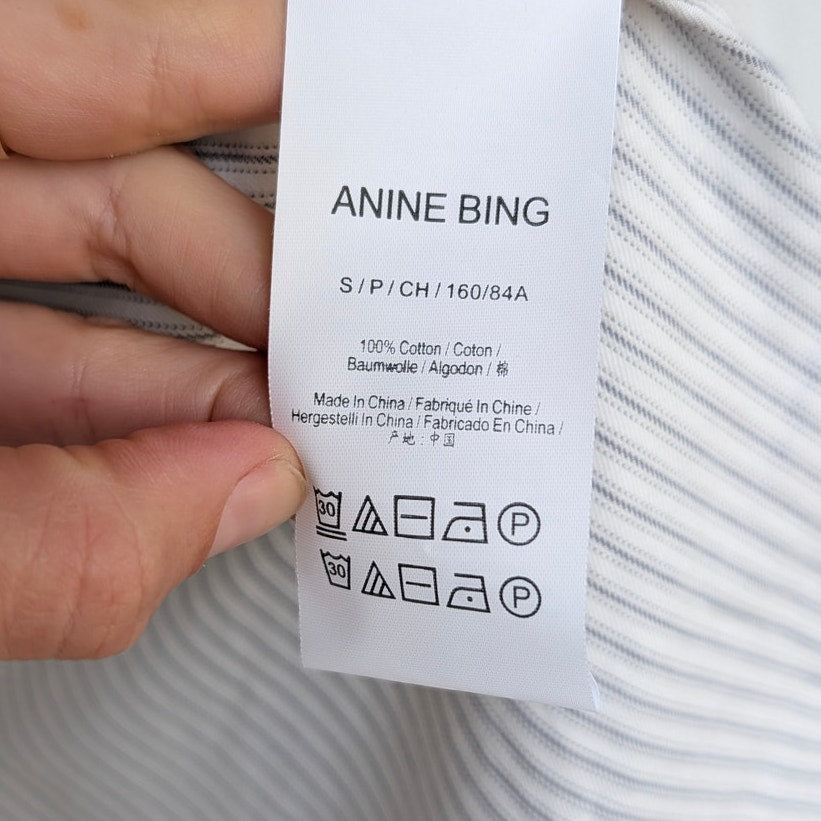 Anine Bing Essie Shirt Womens S White/Blue Oversized 100% Cotton Button-up