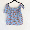 Marea Blue Floral Tie Shoulder Sleeveless Cotton Blouse Top, size XS