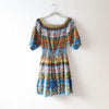 Shoshanna Solstice Cotton Off-Shoulder Multicolor Mini Dress, size XS