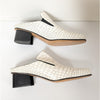 Dries Van Noten Leather Croc Print Mules Womens IT 39.5/US 9.5 White Heeled