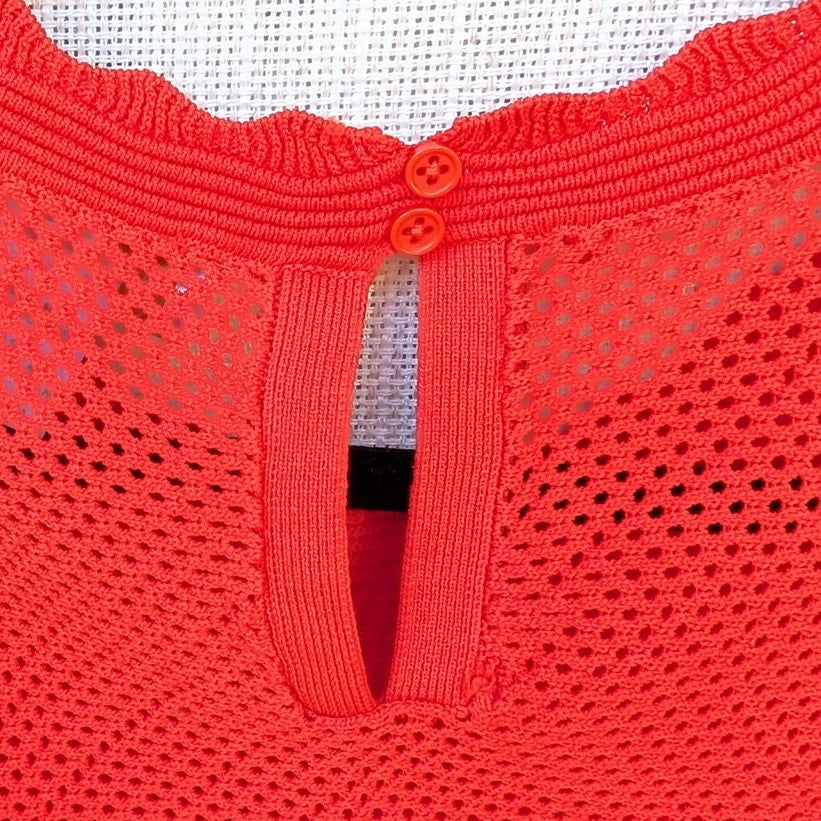 House Of Harlow Orange Red High Neck Crochet Sleeveless Maxi Midi Dress, size L