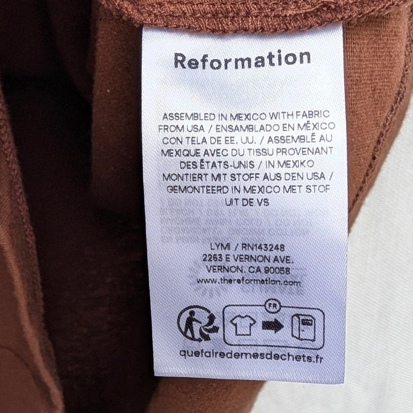 Reformation Top Womens XL Brown Cotton Crewneck Short Sleeve T-shirt