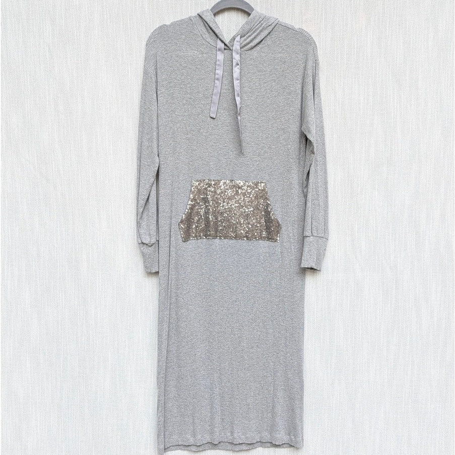 Anthropologie Saturday/Sunday Derry Sequined Tunic Dress Womens 8 Gray Midi