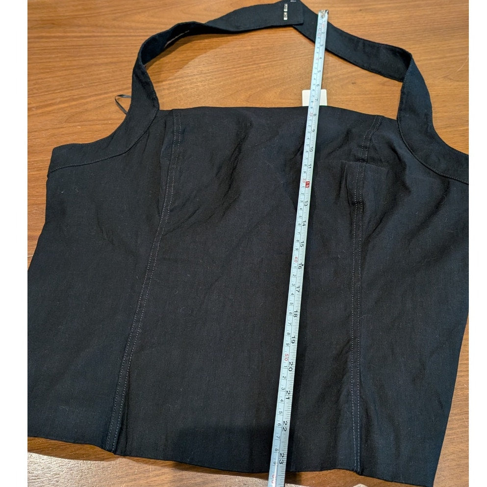 Maeve Anthropologie Top Womens XL Black Halter Linen Blend Structured Corset NWT
