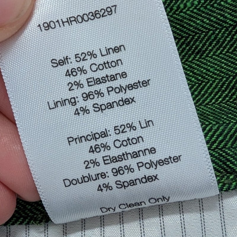 Veronica Beard Linen Cotton Blend Tailored Cuffed Short Women’s 0 Green Mid-rise