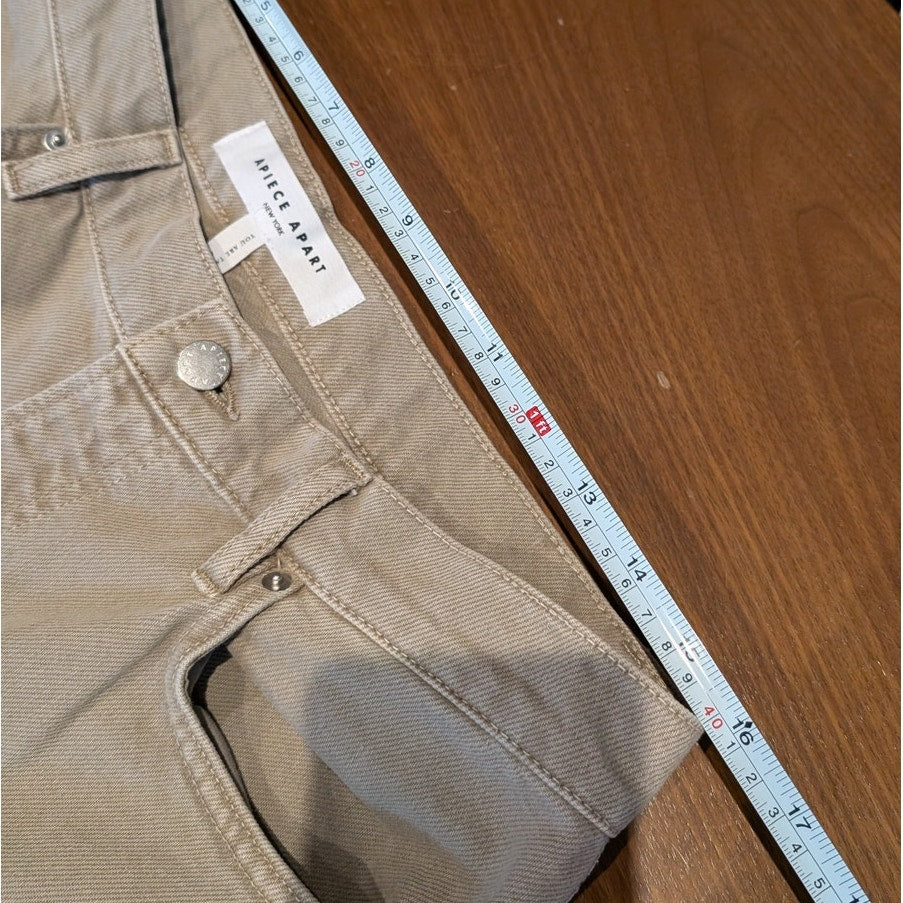 Apiece Apart Skate Wheat Denim High-rise Wide Leg Jeans, size 32
