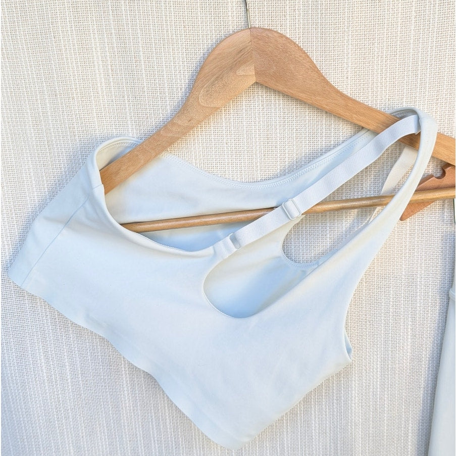 BANDIER Aria Set Ice Melt Asymmetrical Sports Bra High Waist Leggings, size S
