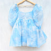 Selkie Blue Organza Head in the Clouds French Puff Short Dress, size L