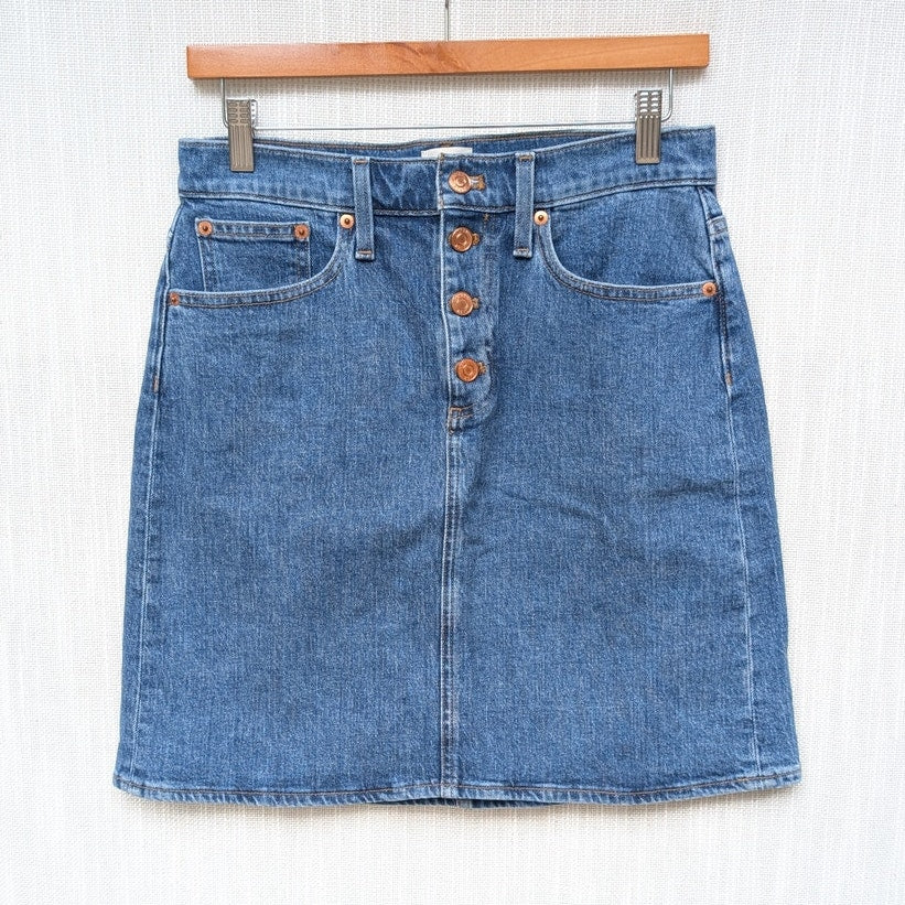 J.Crew Denim Blue A-line Button Front Short Mini Skirt AW324, size 26