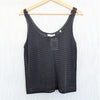 Vince Tank Womens M Black Cotton Knit Crochet Sleeveless Round Neck