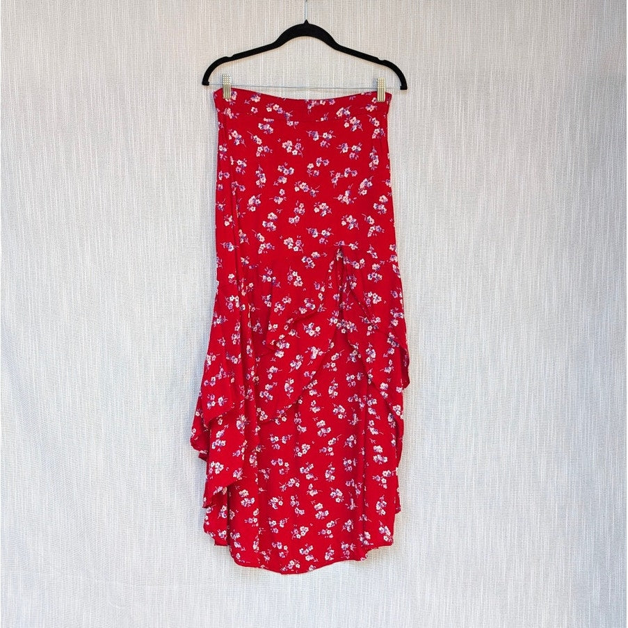 Flynn Skye Nadia Tiered-flounce A-line Midi Skirt In Ciao For Now, size L