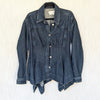 Anthropologie Pleated Denim Shirt Shacket Womens S Blue Long Sleeve Button-up