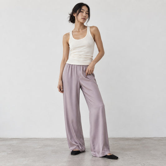 Comme Si Bias Silk Pants In Mauve Womens XL Luxury Relaxed Tailored Designer NWT