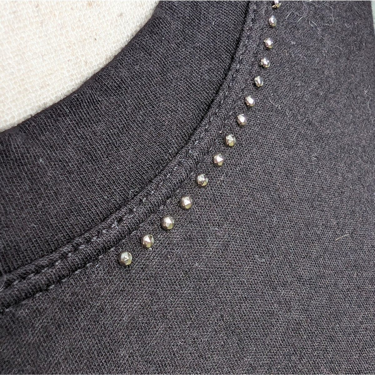Monrow (Revolve) Embellished 100% Cotton Stretchy Black Tank Top, size XS