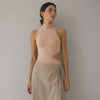 Wolford Warm Up Cutout Bodysuit Womens M Almond Tan Sleeveless One-Piece NWT