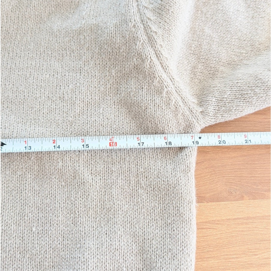 Reveriee Sweater Womens OS Beige Cotton Knit Casual Collared Long Sleeve