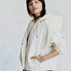 Silence+Noise White Quilted Velvet Hooded Full Zip Cropped Jacket, Size XS/S