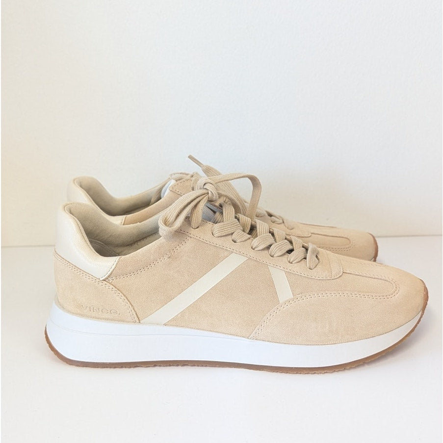 Vince Ohara Sneaker Womens 9M Beige Leather Logo Low Top Lace-up NWOT