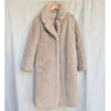 MATU Coat Womens S Beige Wool Faux Fur Teddy Long Sleeve Straight Cut Midi Long