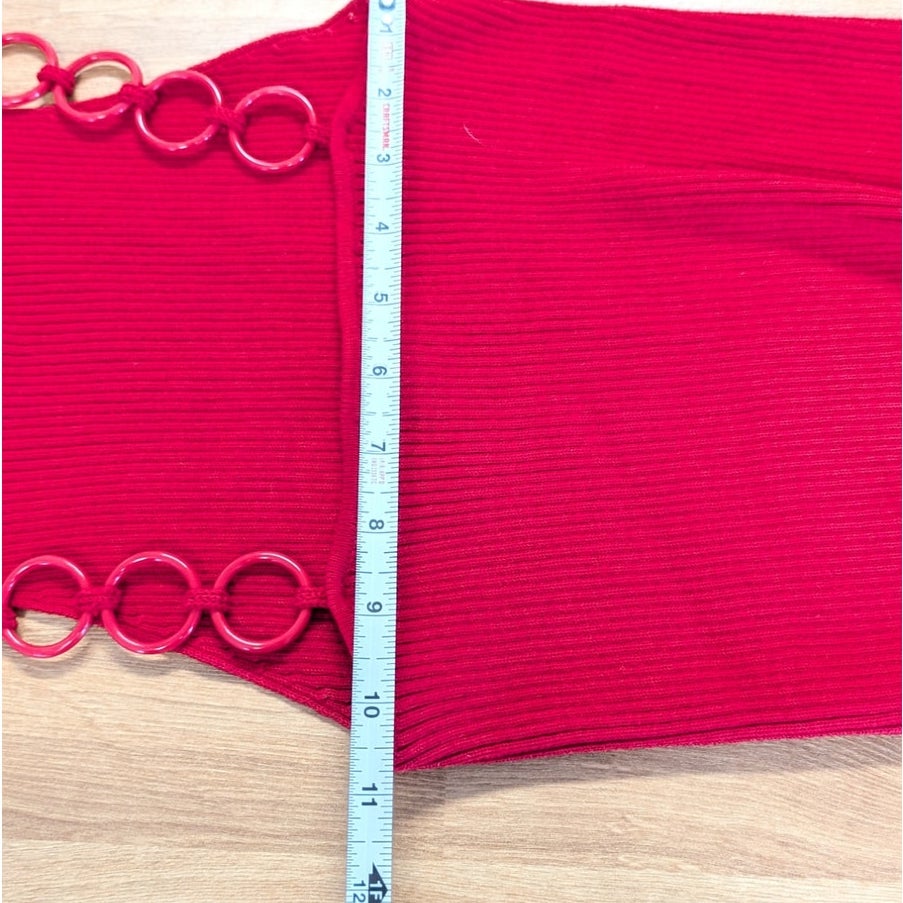 Musier Paris Guapa Delos Red Chain Strap Ribbed Top Size FR 36 US 4