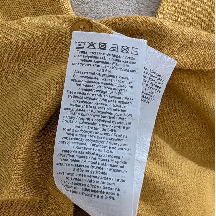 NWOT Saint Tropez Mila Mustard Yellow Round Neck Slim Button Cardigan, size XS