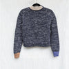 COS Contrast-Knit Jumper Womens M Dark Gray Wool Blend Long Sleeve Crewneck