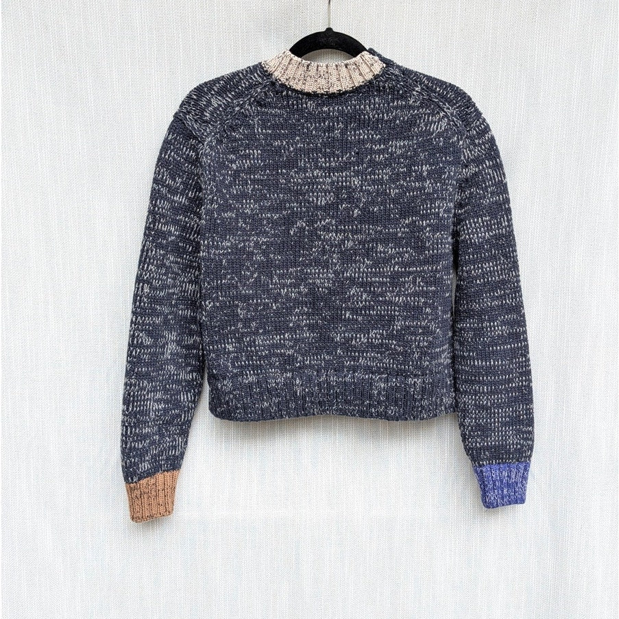 COS Contrast-Knit Jumper Womens M Dark Gray Wool Blend Long Sleeve Crewneck