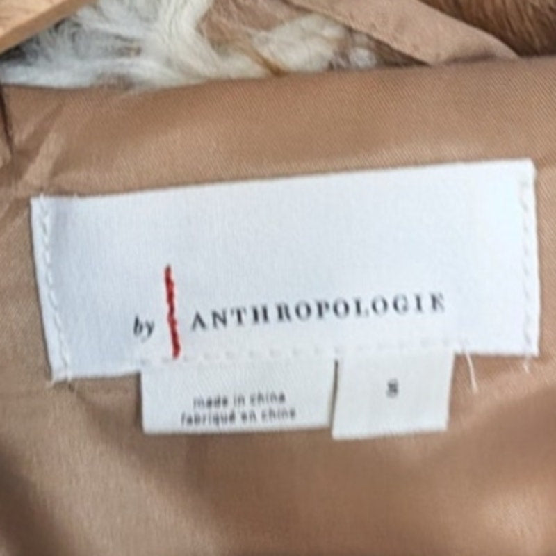 By Anthropologie Long Shaggy Fur Long Coat Womens S Relaxed Long Sleeve