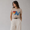 Aviator Nation Logo Tee Unisex Womens S Tan Crewneck Short Sleeve Boyfriend