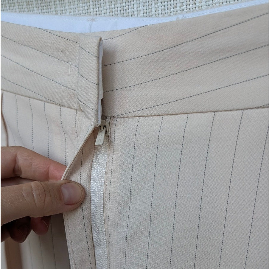 The Frankie Shop Tansy Pants Womens M Pleated Pinstriped Crepe Straight Wide Leg