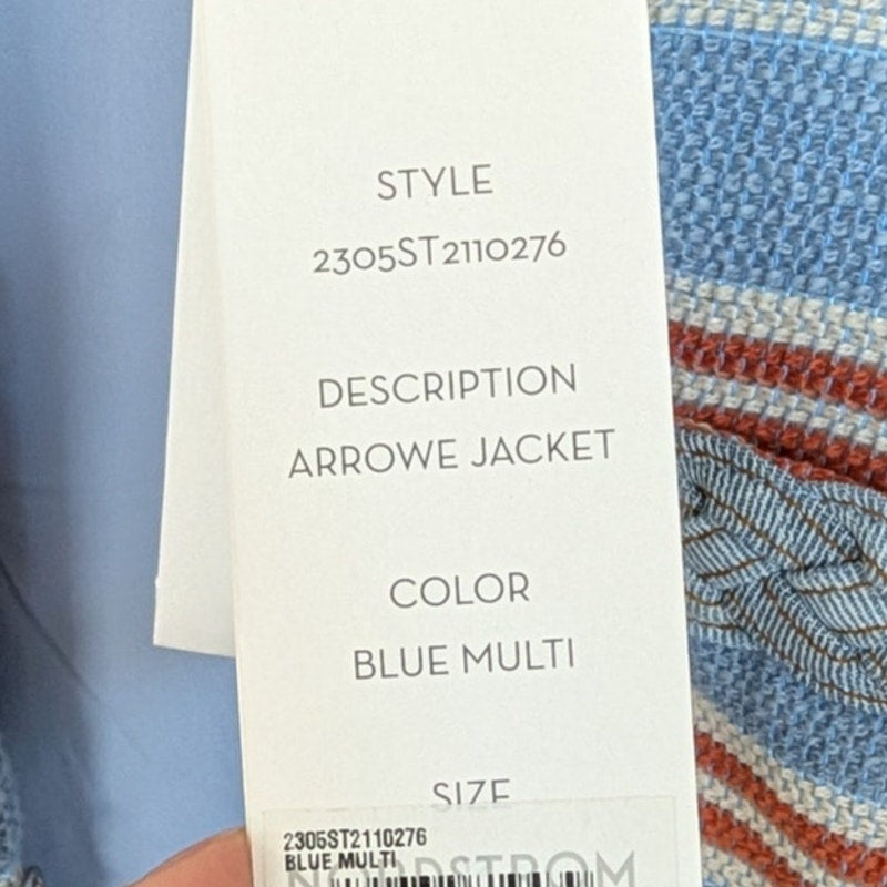 Veronica Beard Arrowe Jacket Blazer Womens 12  Blue Multi Striped Crewneck NWT