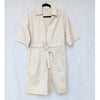 Lime Jumpsuit Womens S Ivory Linen Short Sleeve V-neck Zip Mid-thigh Catsuit