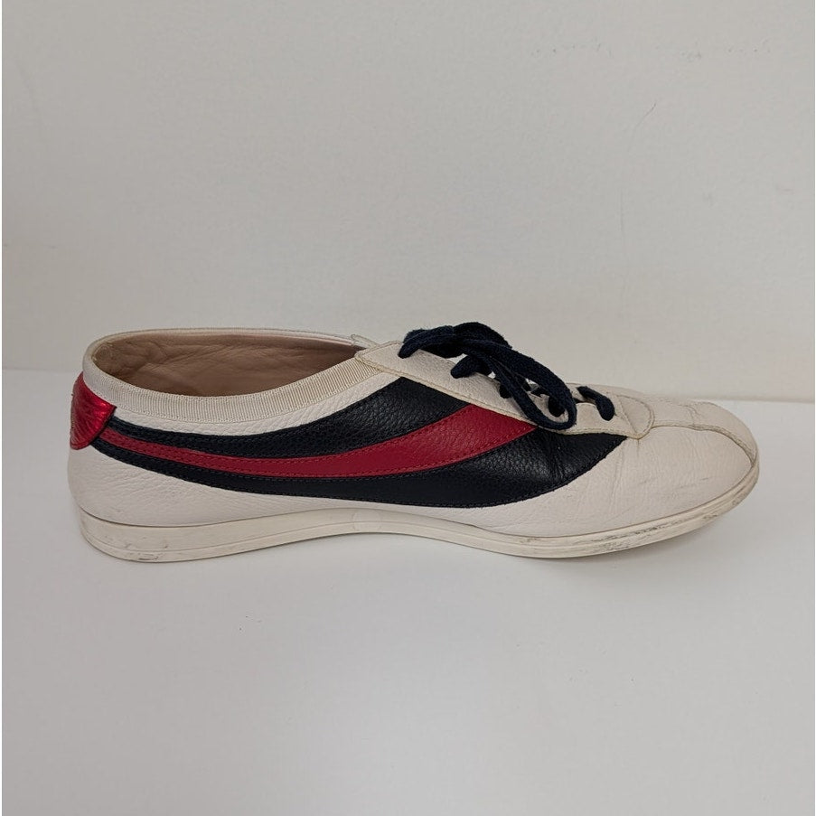 Gucci Falacer Web Low Top Sneakers Unisex Mens US 7/EU40 Leather Striped Logo