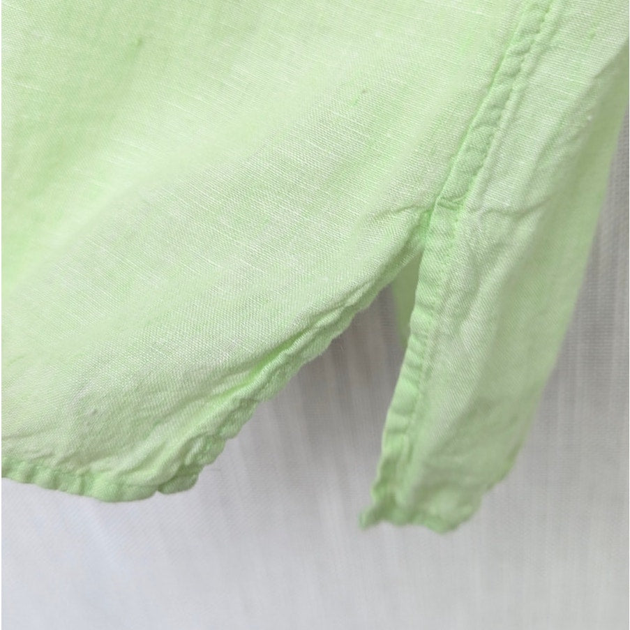 Brooks Brothers Green 100% Linen Button-Down Casual Shirt, size 4