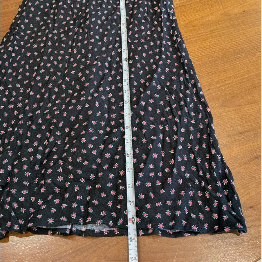 AFRM Black Floral Print Trixie Long Ballon Sleeve Midi Maxi Dress, size M