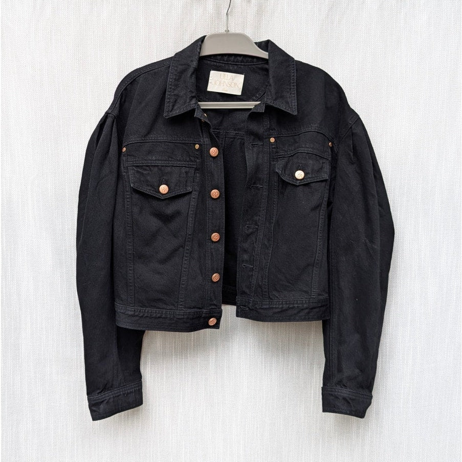 Ulla Johnson Cosette Black Denim Boxy Button Jacket