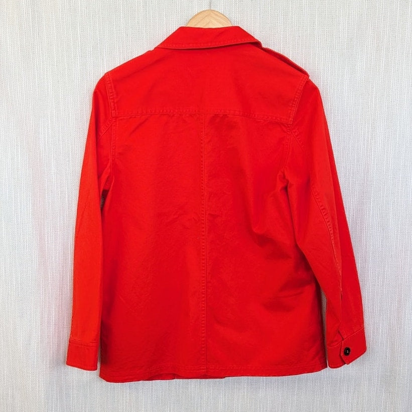 & Other Stories Orange Red Cotton Utility Shirt Jacket Shacket Women's US 4