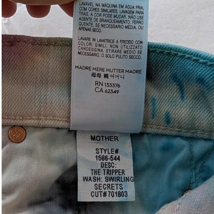 NWT Mother Superior The Tripper Swirling Secrets Tie Dye High Waist Jeans, sz 25
