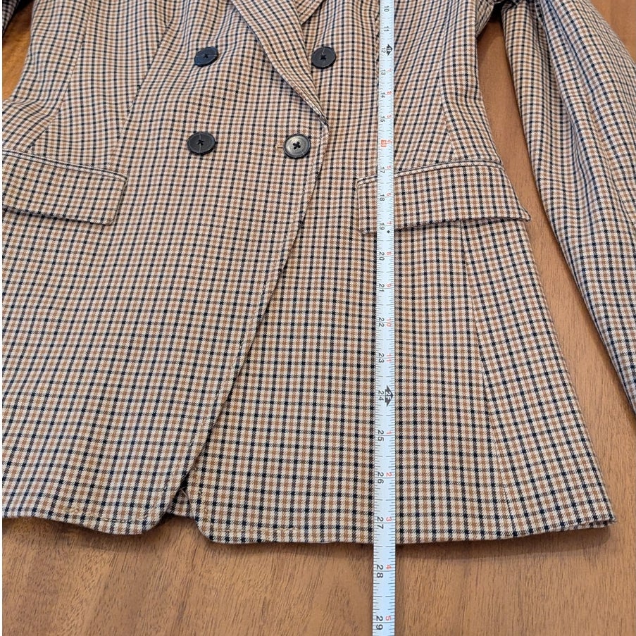Banana Republic BR Plaid Blazer Womens 4 Brown Double-breasted Long Sleeve
